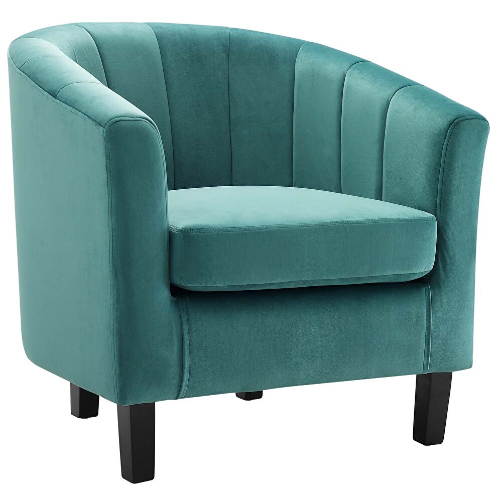 Channel tufted performance velvet armchair in teal by Modway additional picture 7