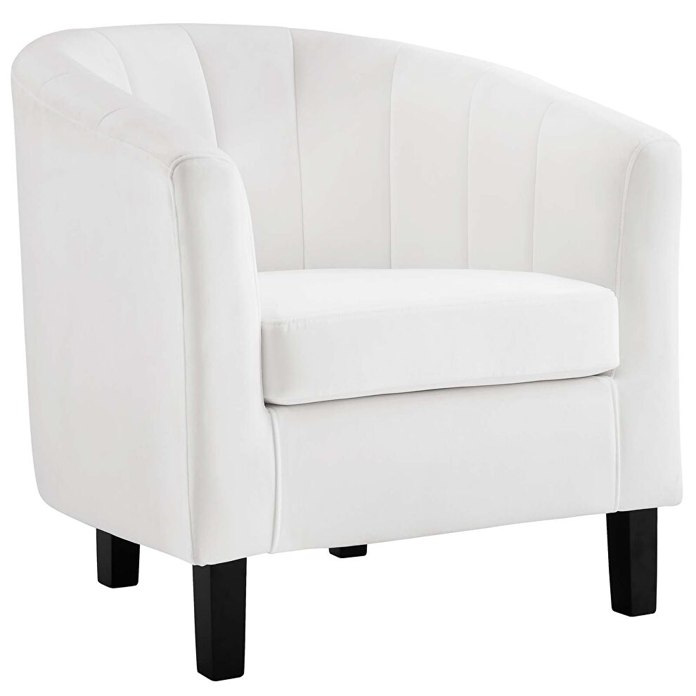 Channel tufted performance velvet armchair in white by Modway additional picture 4