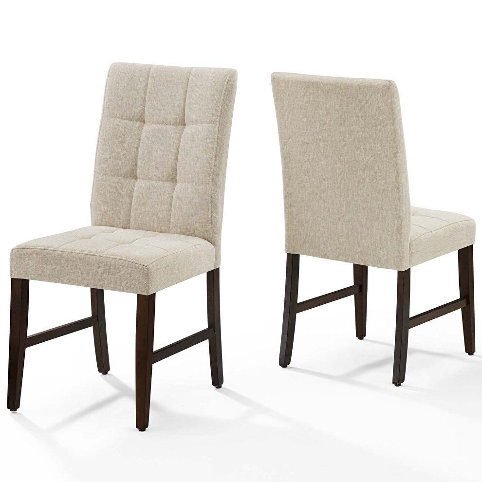 Biscuit tufted upholstered fabric dining chair set of 2 in beige by Modway additional picture 7