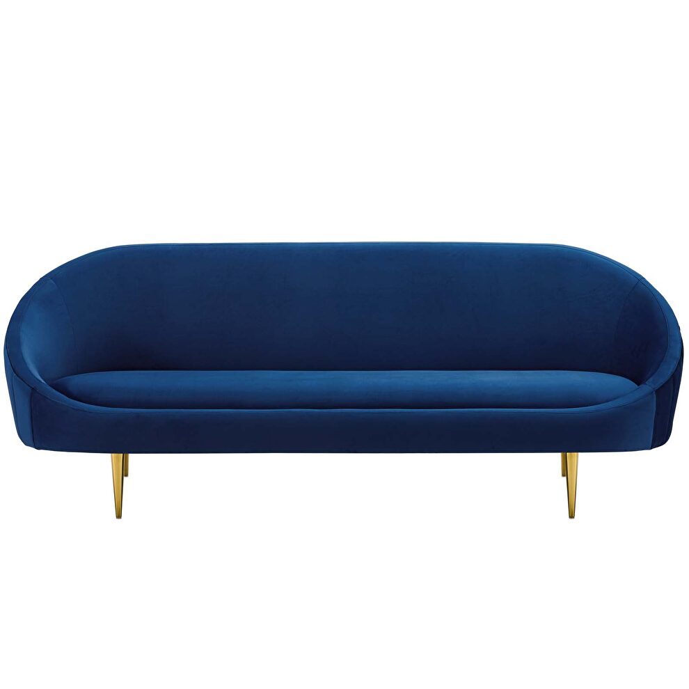 Vertical curve back performance velvet sofa in navy by Modway additional picture 2