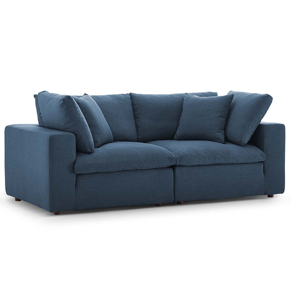 Down filled overstuffed 2 piece sectional sofa set in azure by Modway additional picture 4