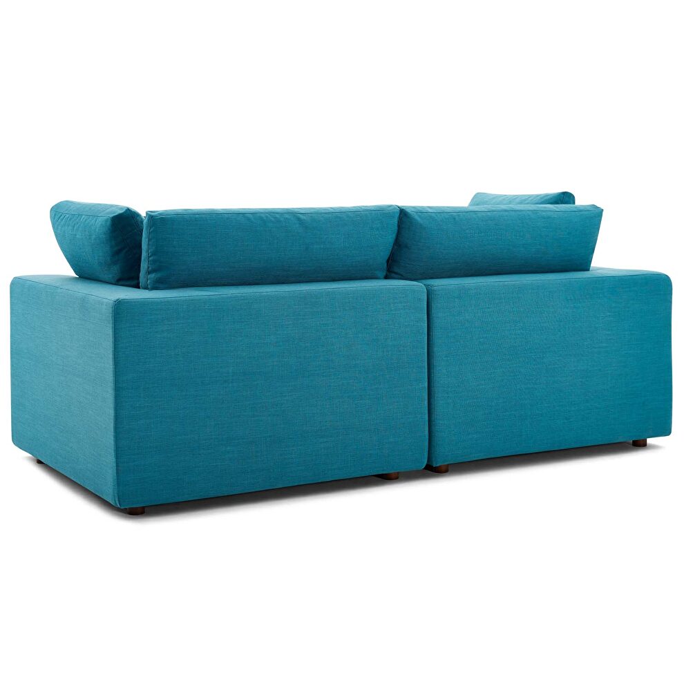 Down filled overstuffed 2 piece sectional sofa set in teal by Modway additional picture 2