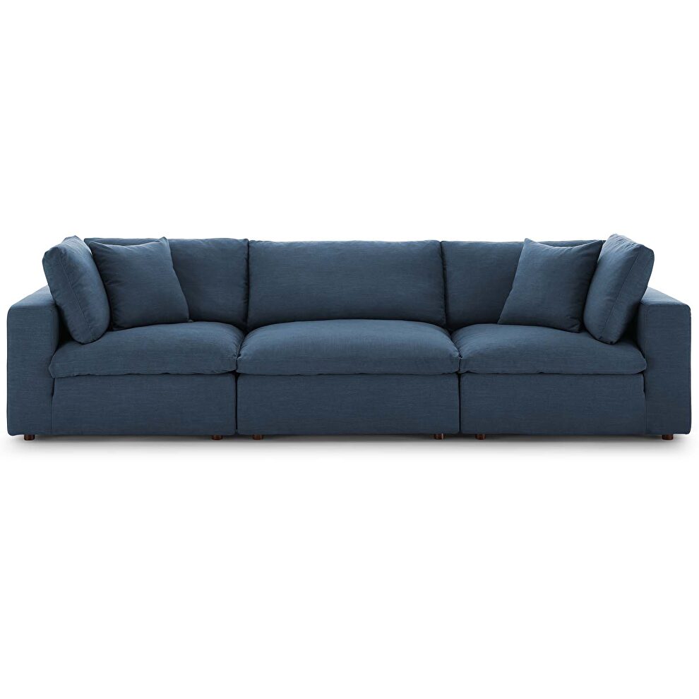 Down filled overstuffed 3 piece sectional sofa set in azure by Modway additional picture 3