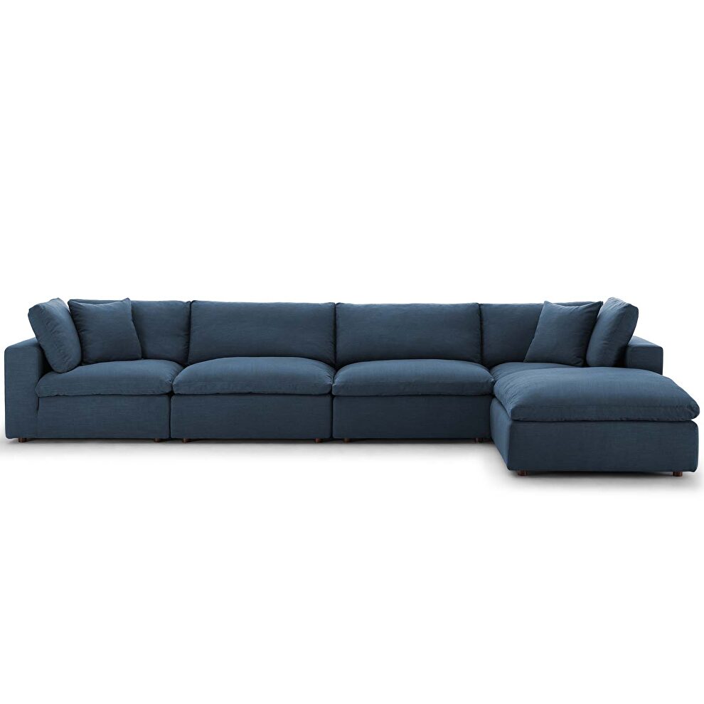 Down filled overstuffed 5 piece sectional sofa set in azure by Modway additional picture 4