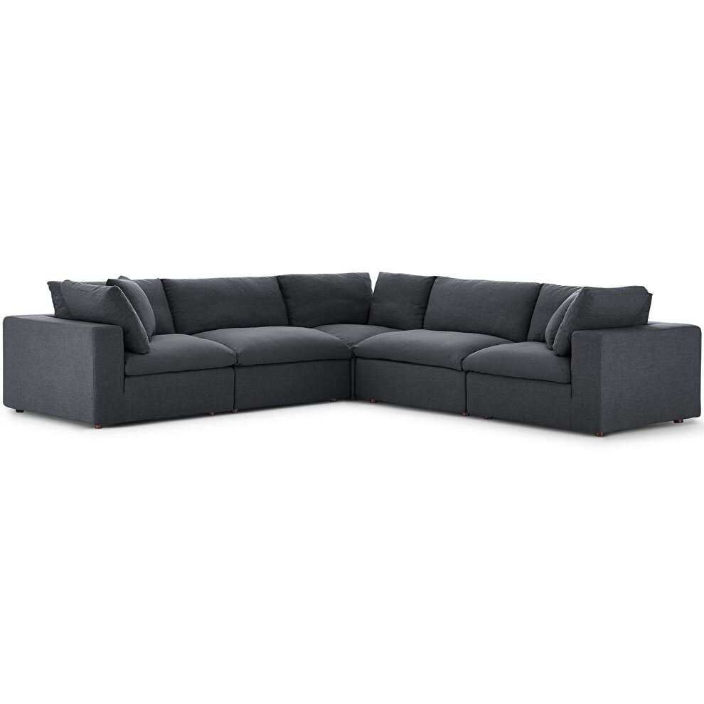 Down filled overstuffed 5 piece sectional sofa set in gray by Modway additional picture 6