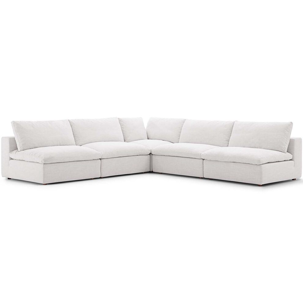 Down filled overstuffed 5 piece sectional sofa set in beige by Modway additional picture 5