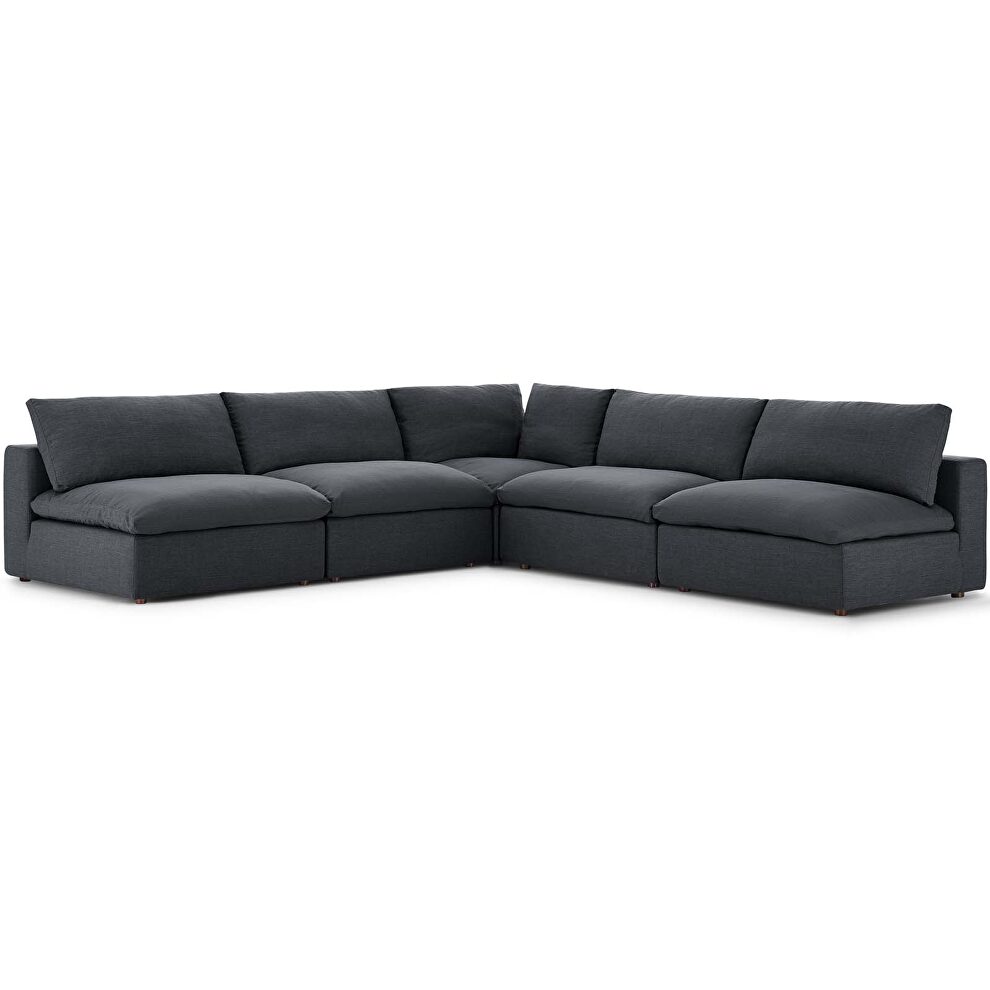Down filled overstuffed 5 piece sectional sofa set in gray by Modway additional picture 7