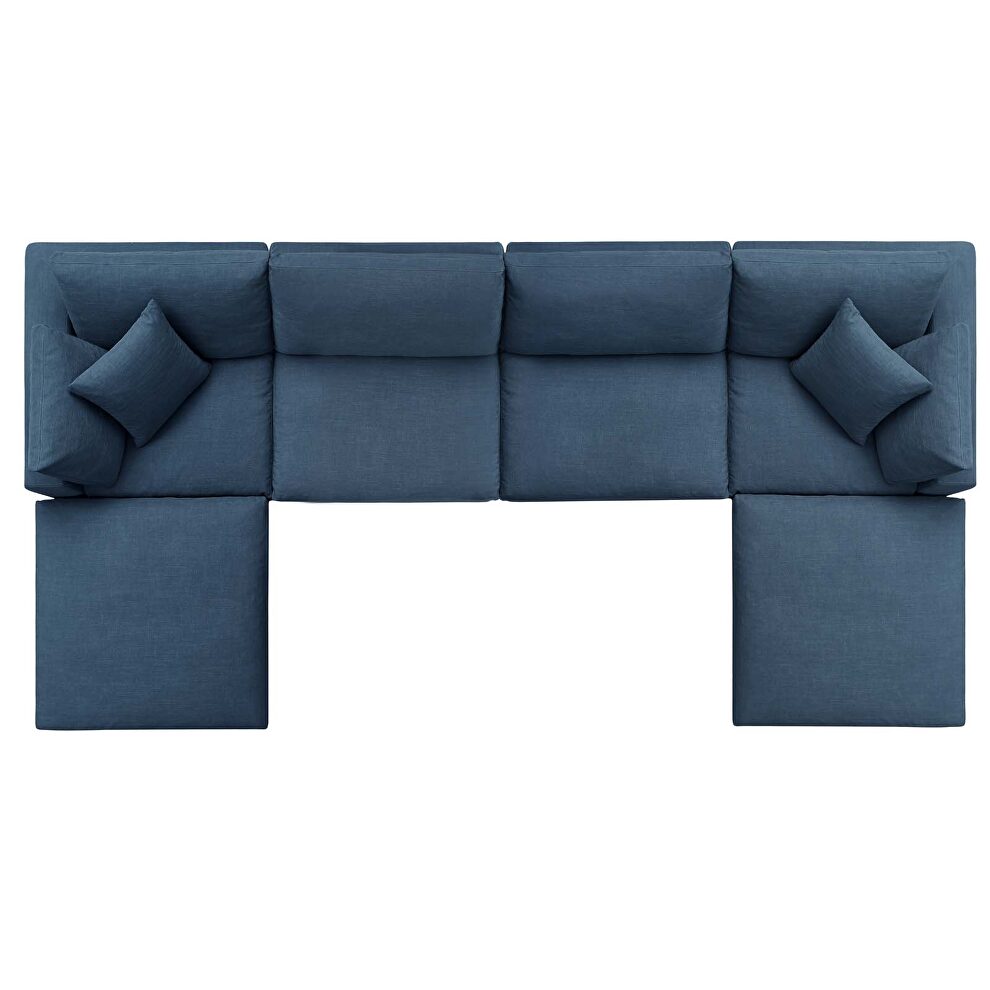 Down filled overstuffed 6 piece sectional sofa set in azure by Modway additional picture 4