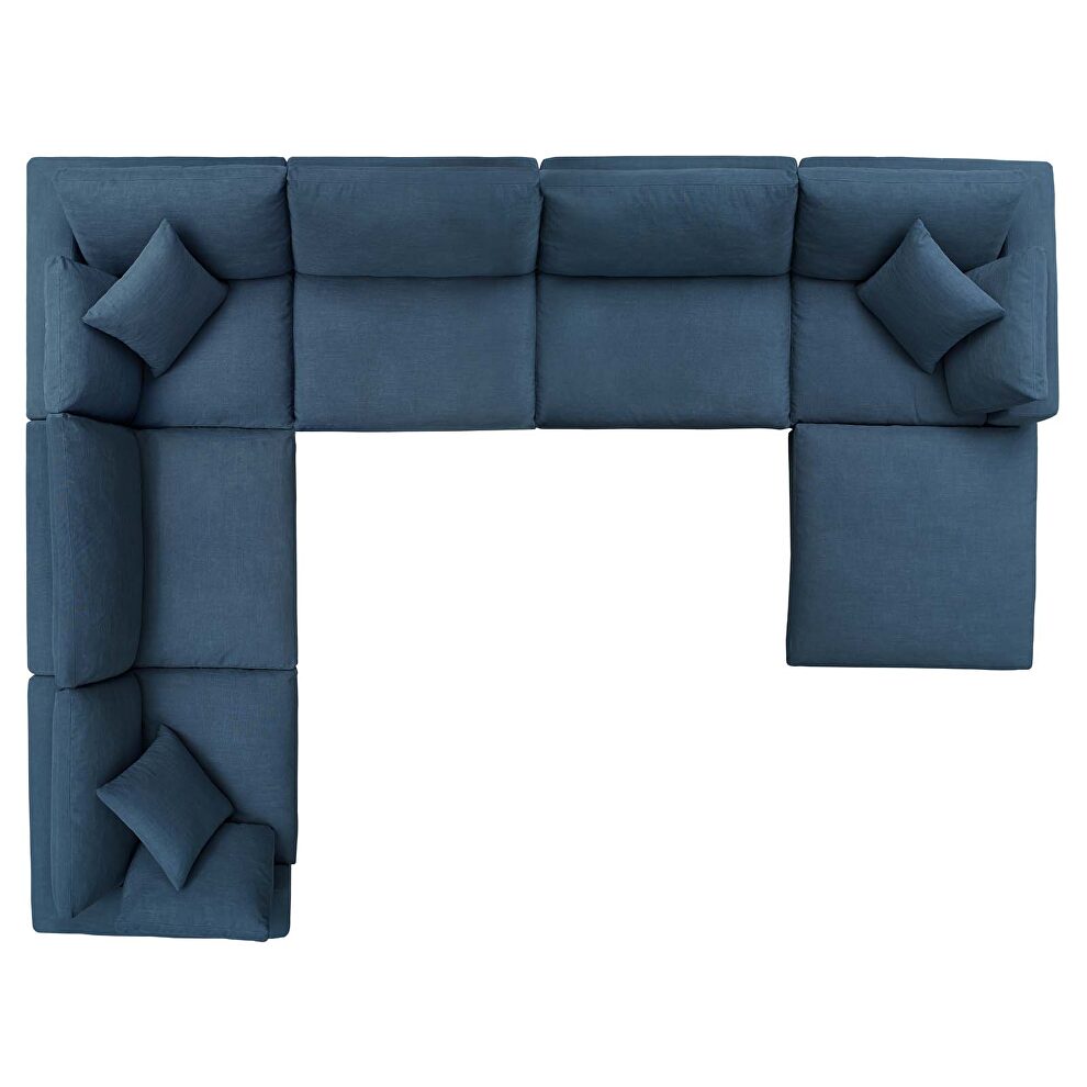 Down filled overstuffed 7 piece sectional sofa set in azure by Modway additional picture 3