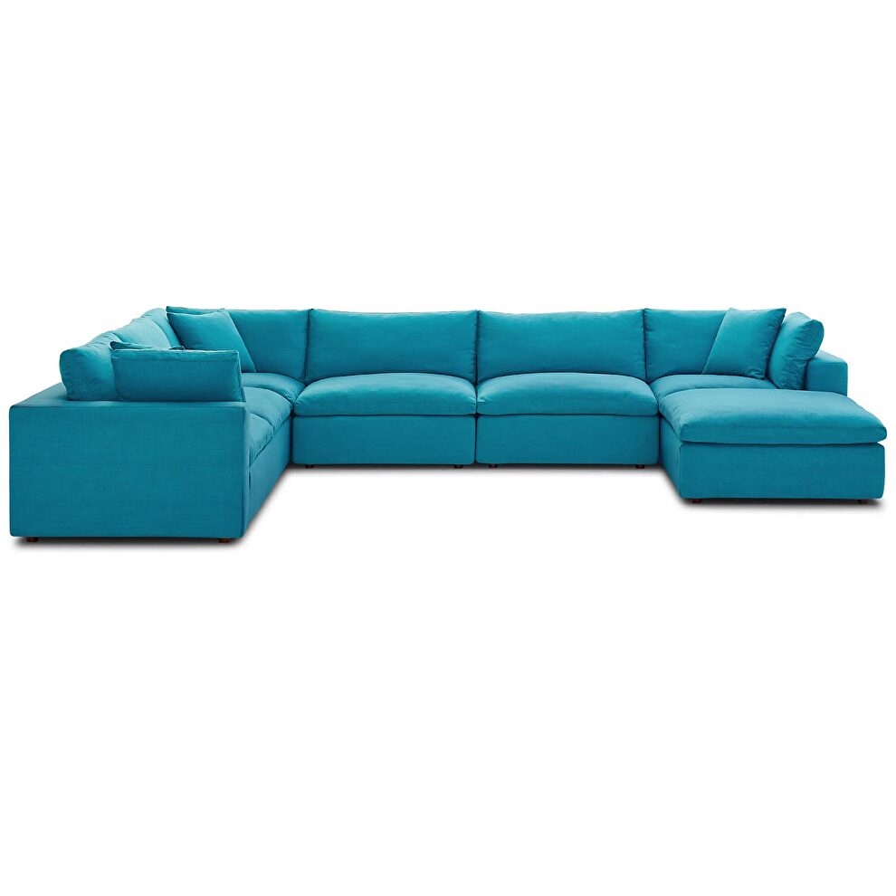 Down filled overstuffed 7 piece sectional sofa set in teal by Modway additional picture 2