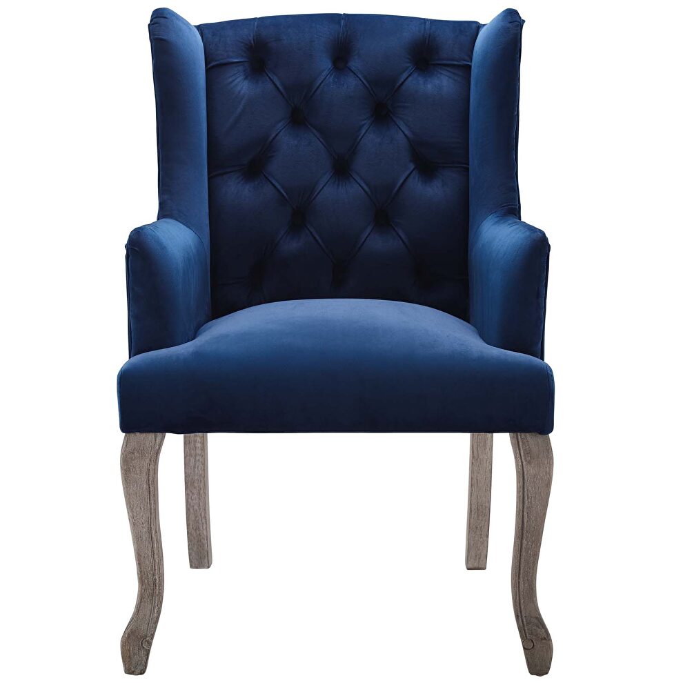 French vintage dining performance velvet armchair in navy by Modway additional picture 3
