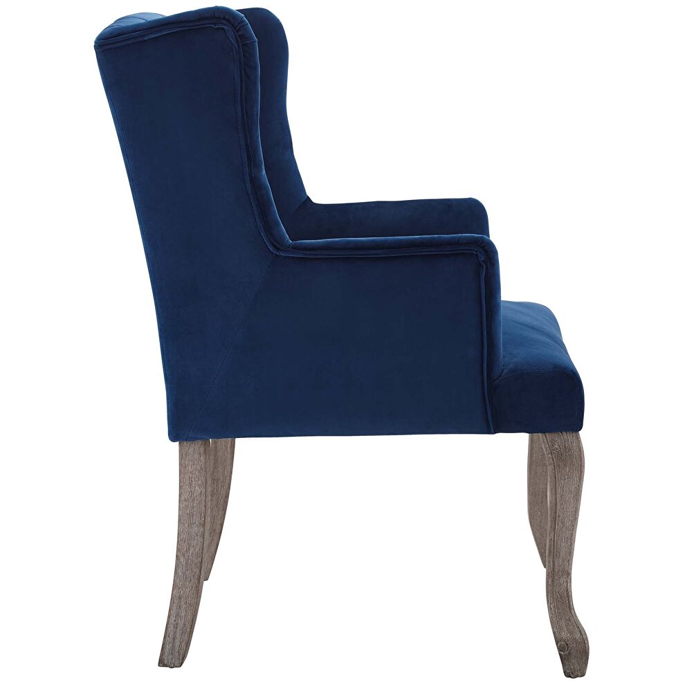 French vintage dining performance velvet armchair in navy by Modway additional picture 6
