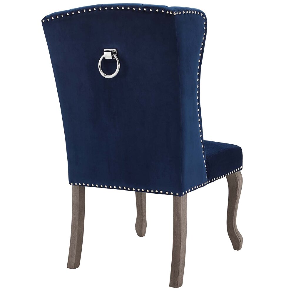 French vintage dining performance velvet side chair in navy by Modway additional picture 4