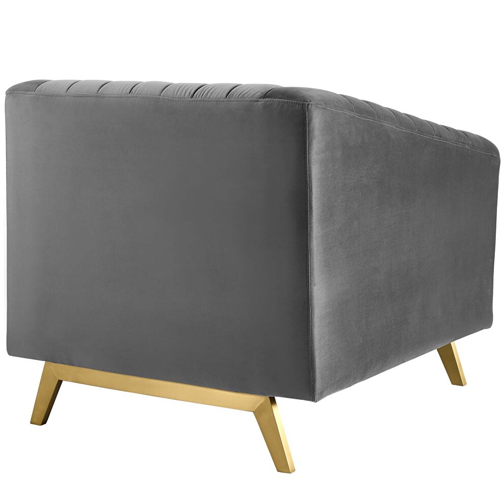 Vertical channel tufted performance velvet armchair in gray by Modway additional picture 4