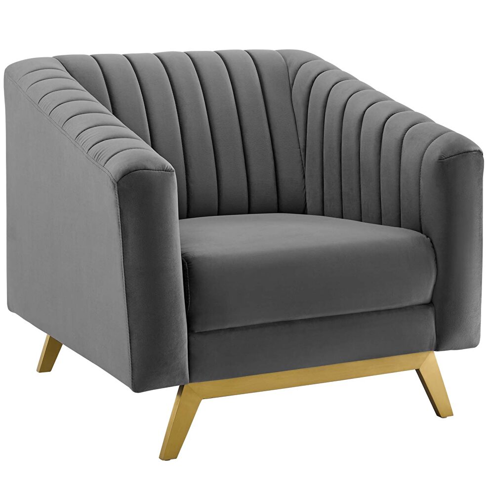 Vertical channel tufted performance velvet armchair in gray by Modway additional picture 5