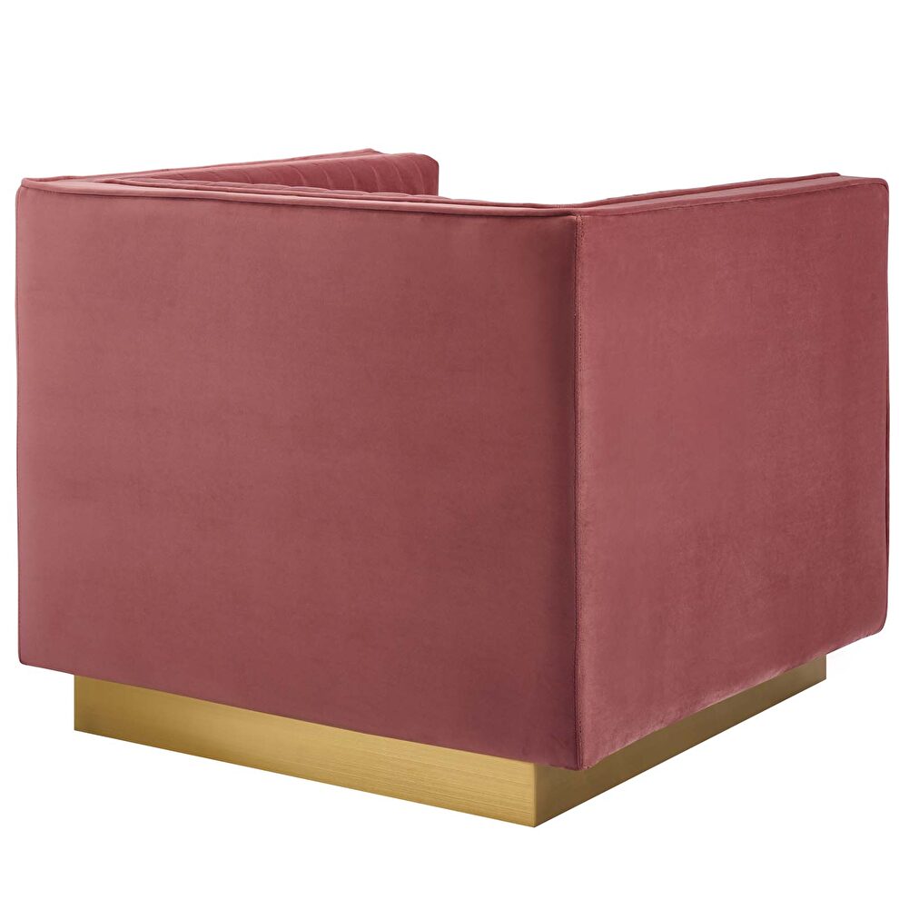 Vertical channel tufted performance velvet chair in dusty rose by Modway additional picture 4