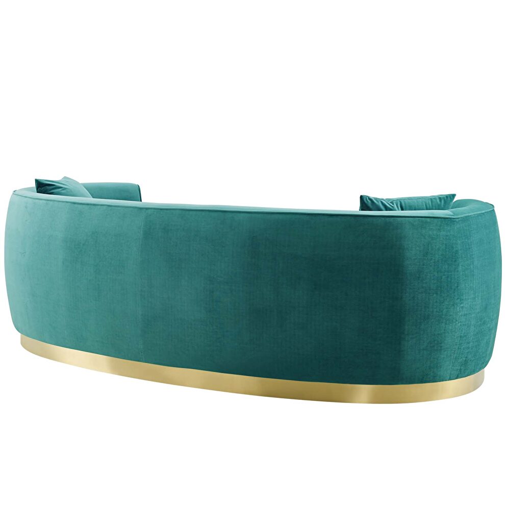 Curved performance velvet sofa in teal by Modway additional picture 5