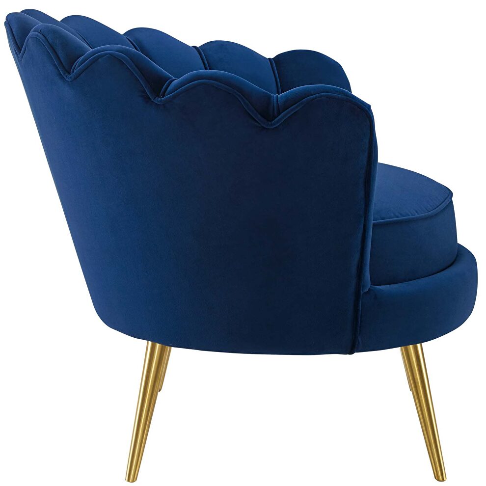 Scalloped edge performance velvet accent armchair in navy by Modway additional picture 6