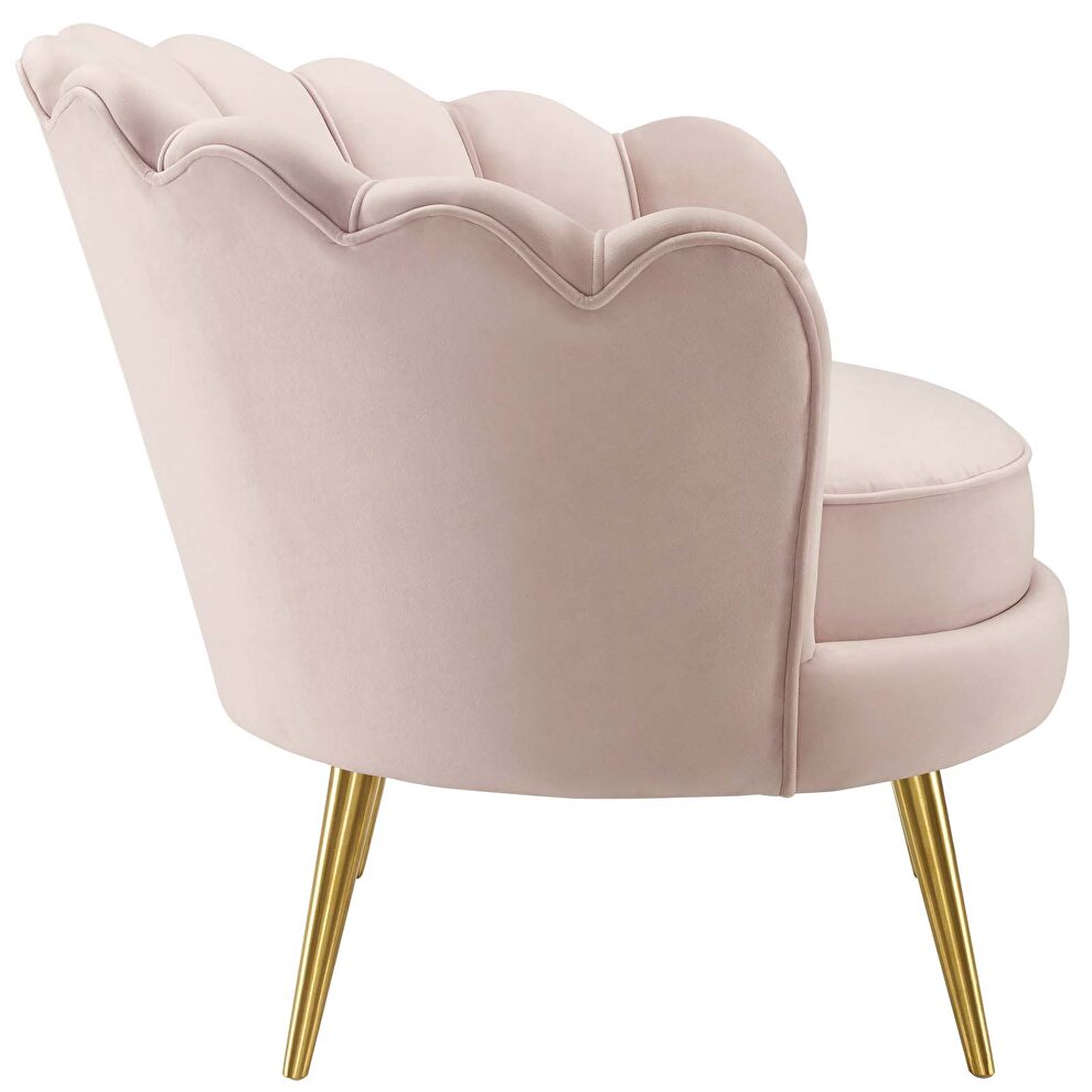 Scalloped edge performance velvet accent armchair in pink by Modway additional picture 3