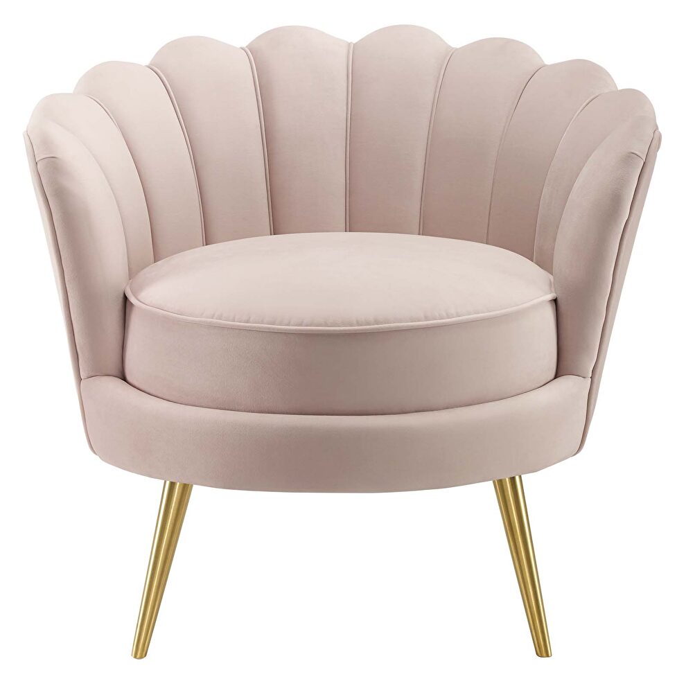 Scalloped edge performance velvet accent armchair in pink by Modway additional picture 6