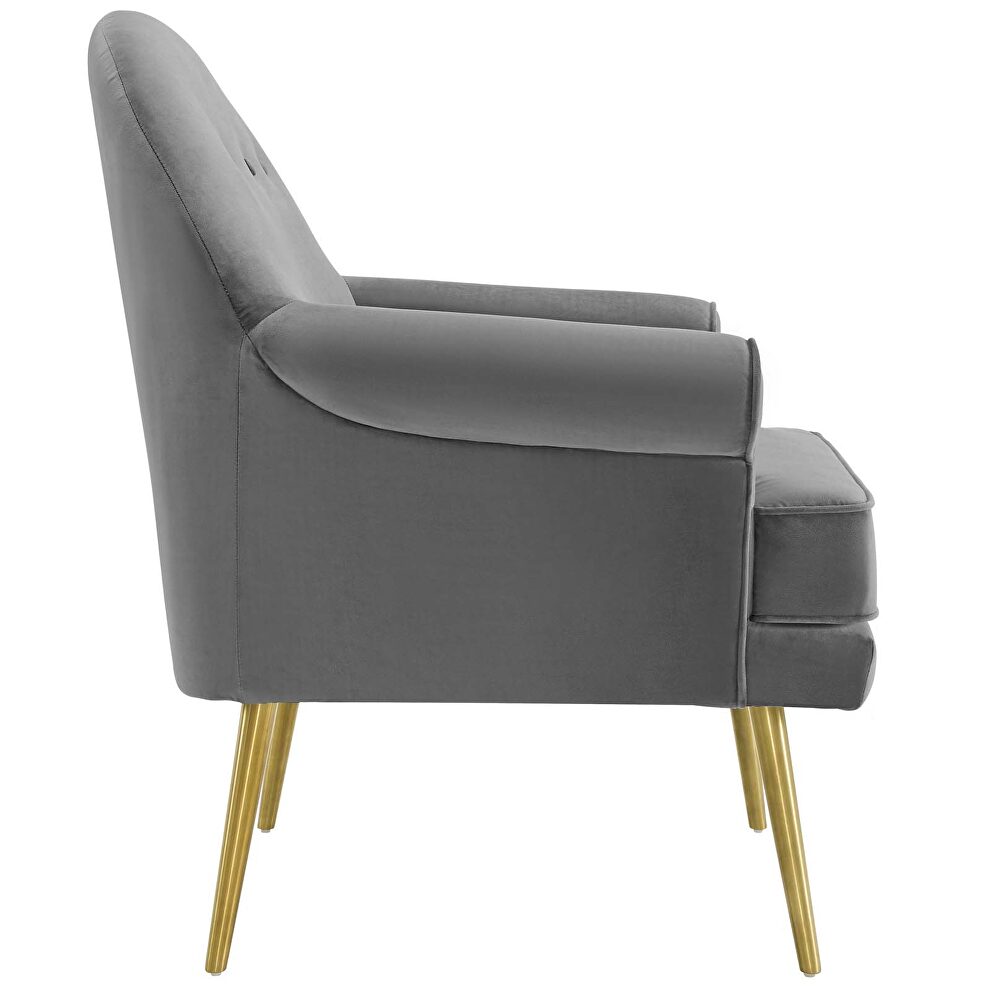 Tufted button accent performance velvet armchair in gray by Modway additional picture 5