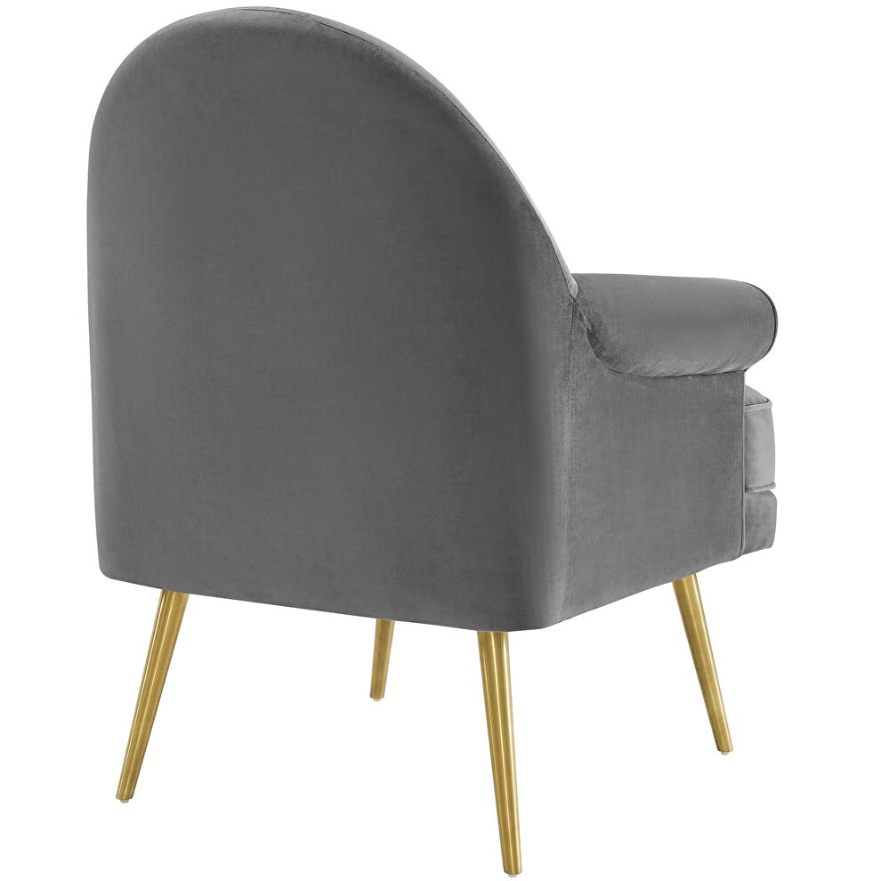 Tufted button accent performance velvet armchair in gray by Modway additional picture 6