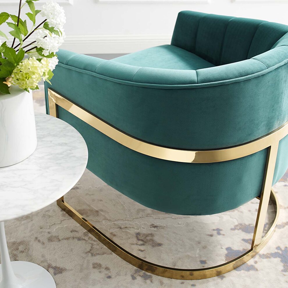 Vertical channel tufted performance velvet accent armchair in teal by Modway additional picture 2