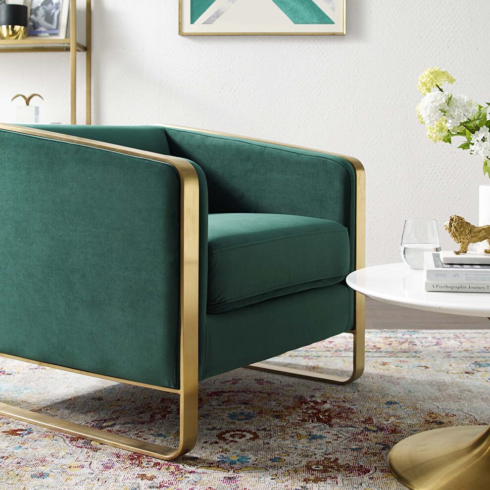 Accent club lounge performance velvet armchair in green by Modway additional picture 7
