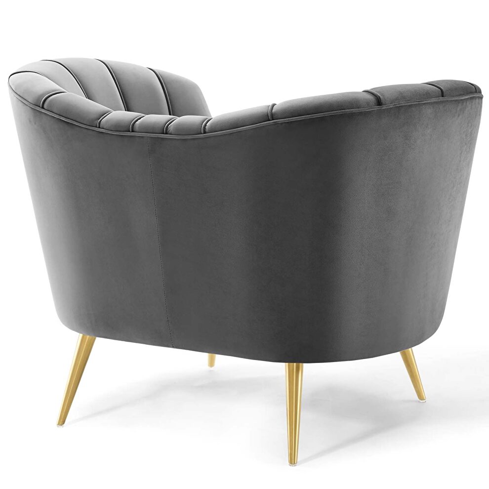 Vertical channel tufted curved performance velvet chair in gray by Modway additional picture 4