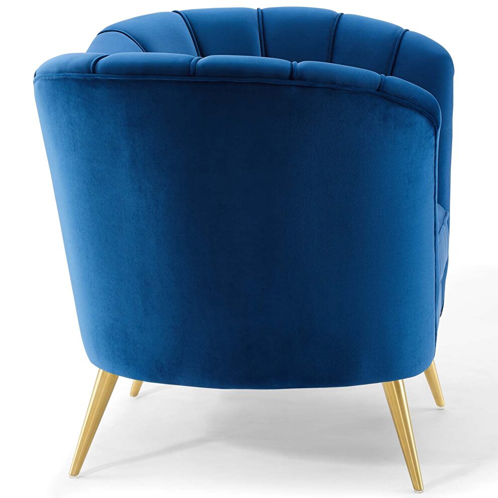 Vertical channel tufted curved performance velvet chair in navy by Modway additional picture 3