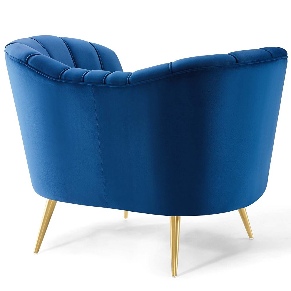 Vertical channel tufted curved performance velvet chair in navy by Modway additional picture 4