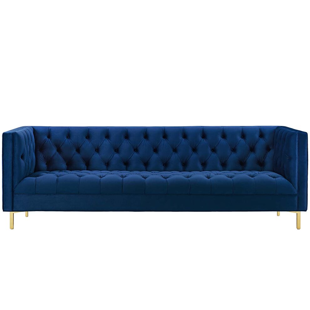 Tufted button performance velvet sofa in navy by Modway additional picture 2