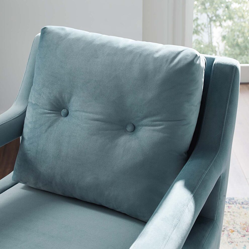 Accent lounge performance velvet armchair in light blue by Modway additional picture 2