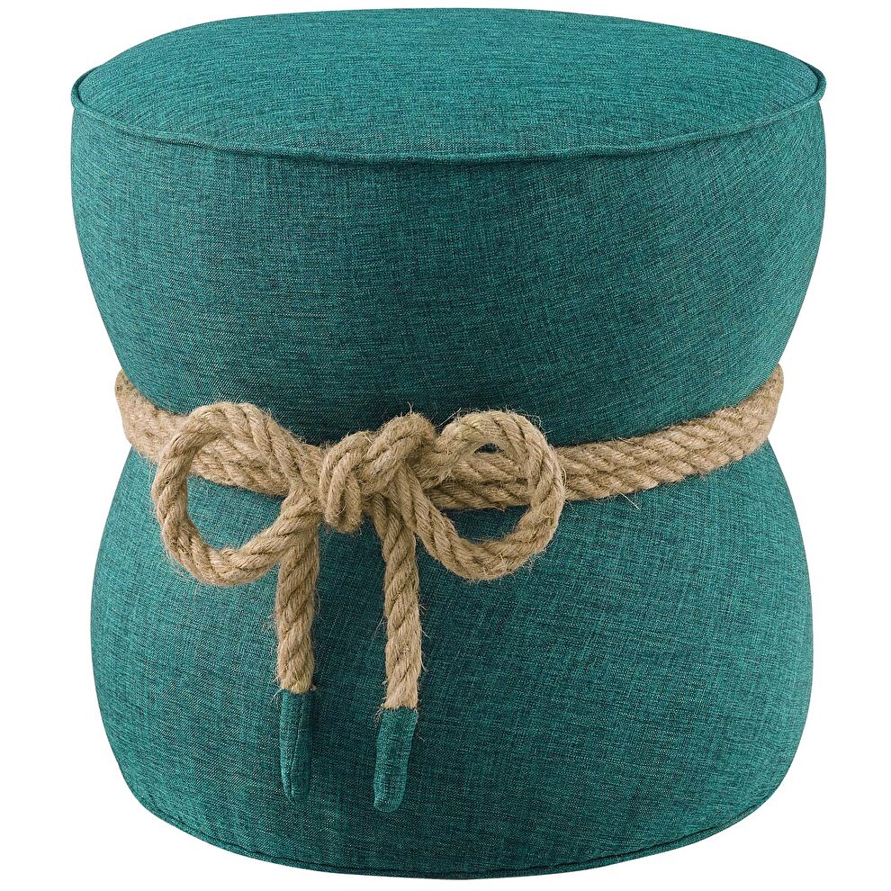 Nautical rope upholstered fabric ottoman in teal by Modway additional picture 2