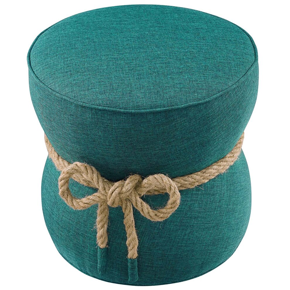 Nautical rope upholstered fabric ottoman in teal by Modway additional picture 3