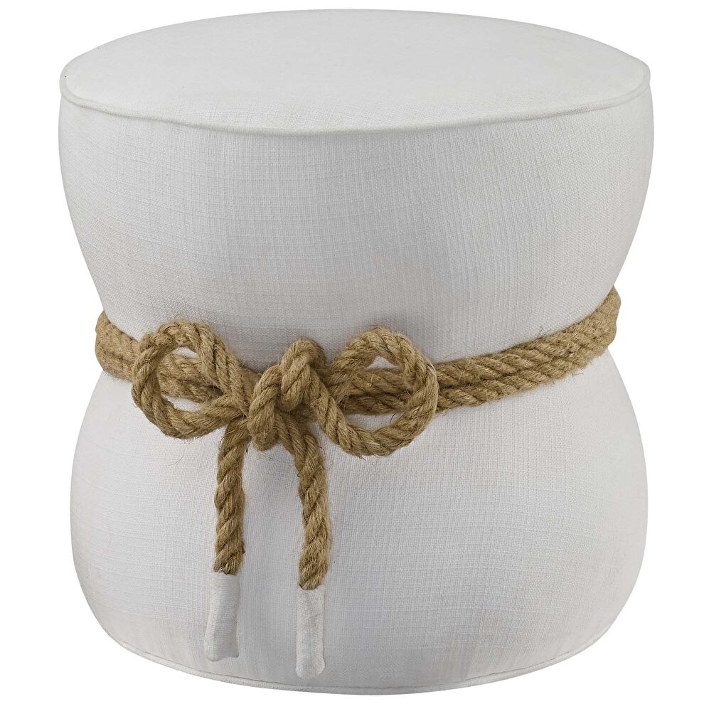 Nautical rope upholstered fabric ottoman in white by Modway additional picture 2
