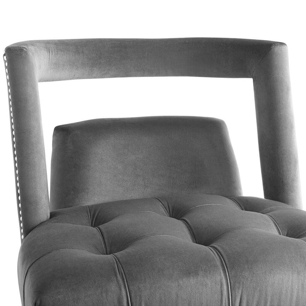 Accent lounge performance velvet armchair in gray by Modway additional picture 4