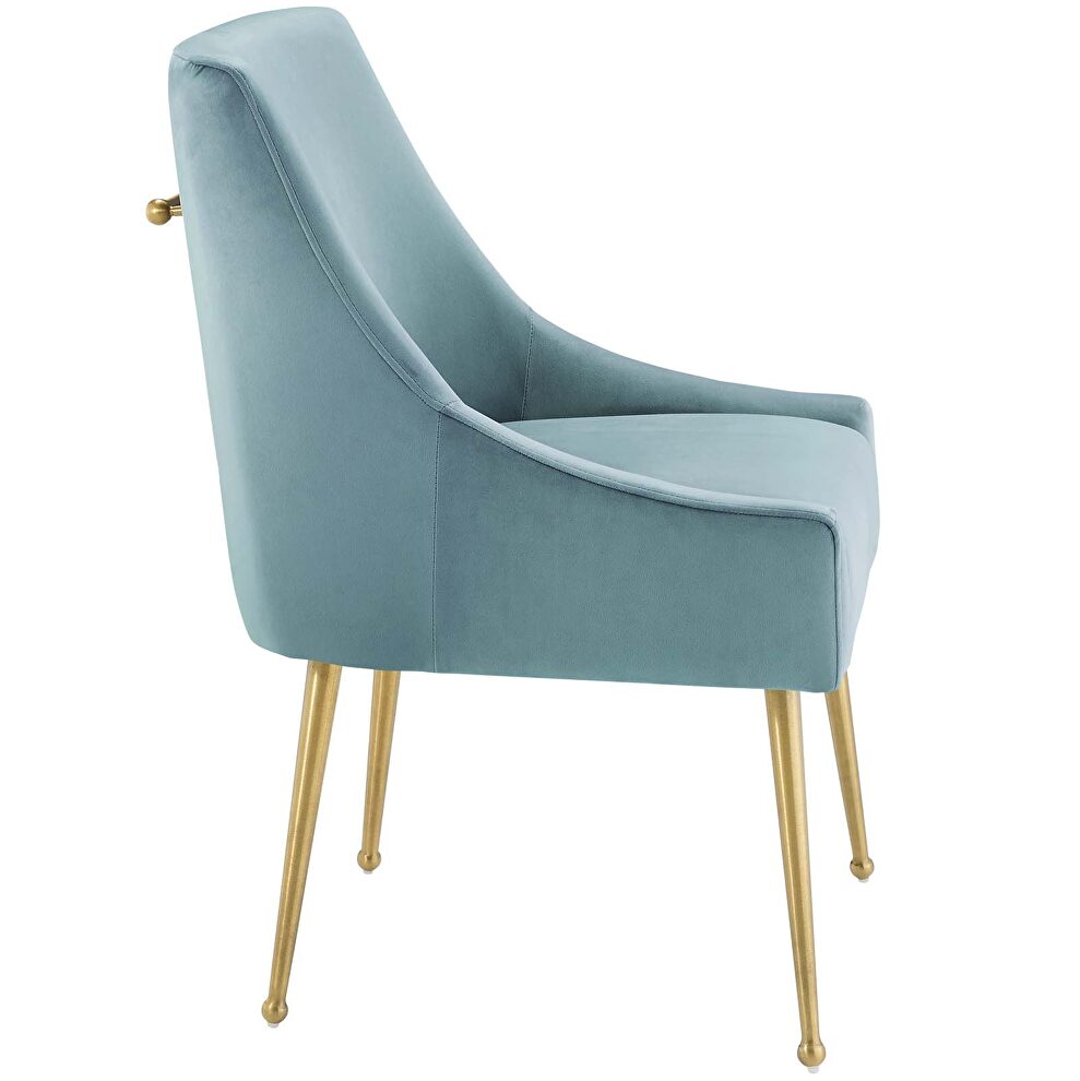Upholstered performance velvet dining chair in light blue by Modway additional picture 4
