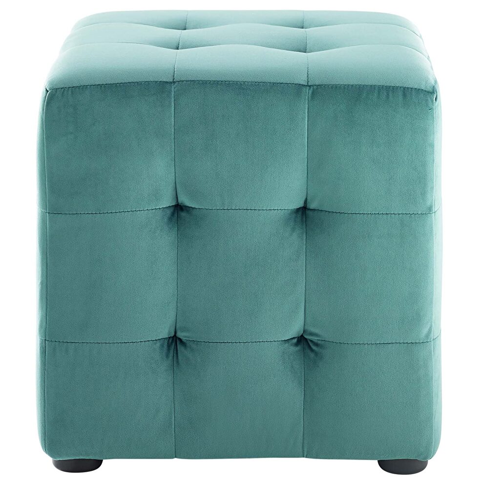 Tufted cube performance velvet ottoman in teal by Modway additional picture 3