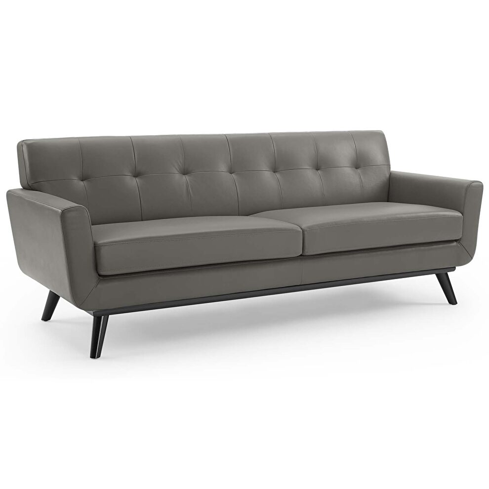 Top-grain leather living room lounge sofa in gray by Modway additional picture 2