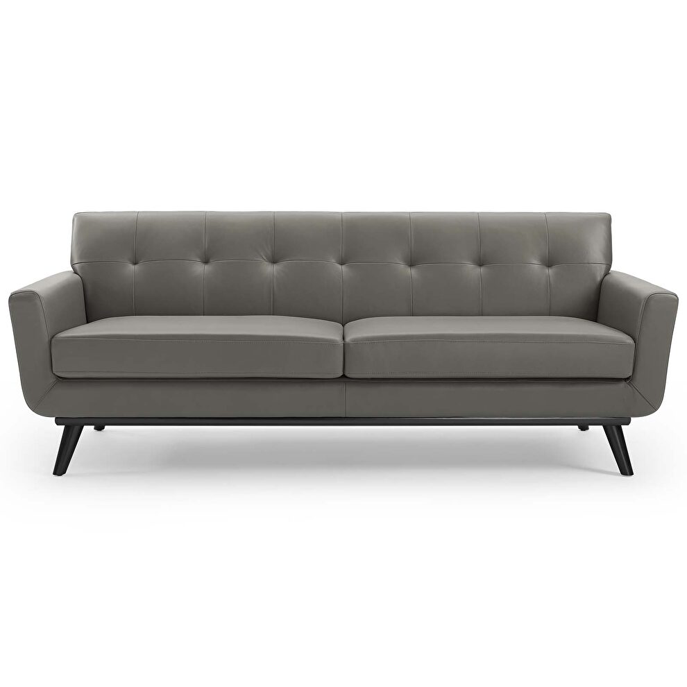 Top-grain leather living room lounge sofa in gray by Modway additional picture 5
