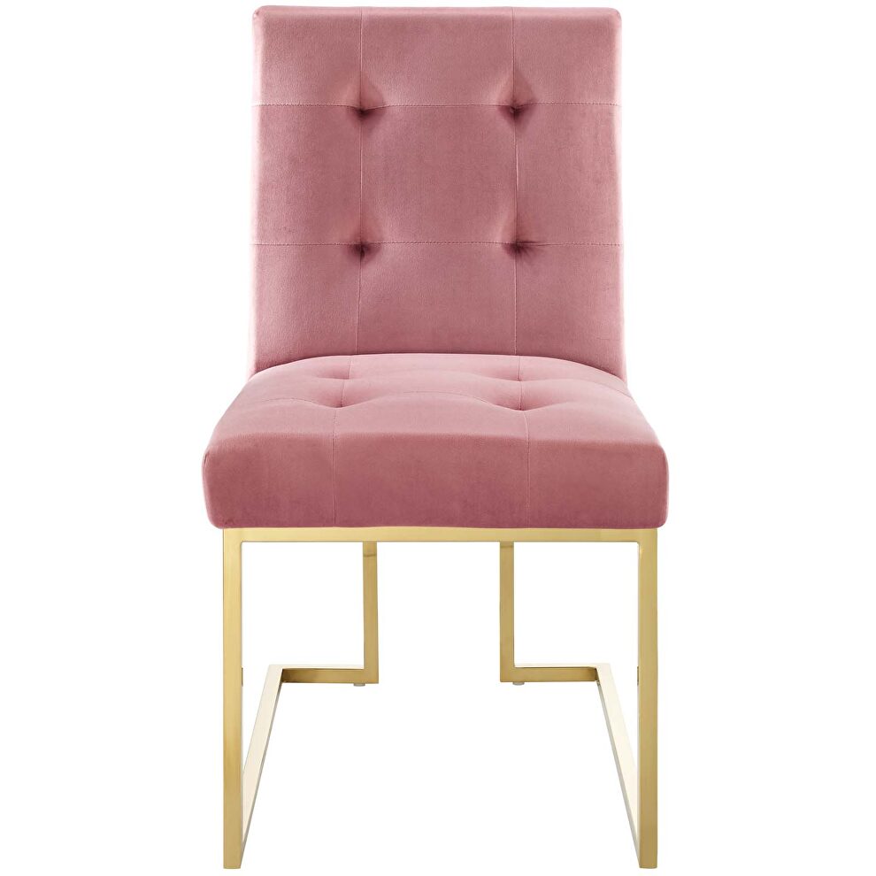 Gold stainless steel performance velvet dining chair in gold dusty rose by Modway additional picture 3