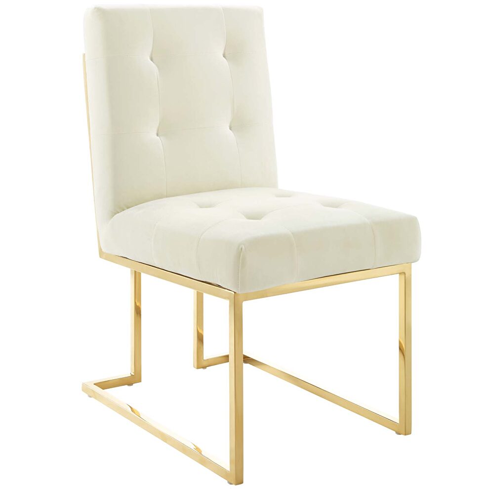 Gold stainless steel performance velvet dining chair in gold ivory by Modway additional picture 2