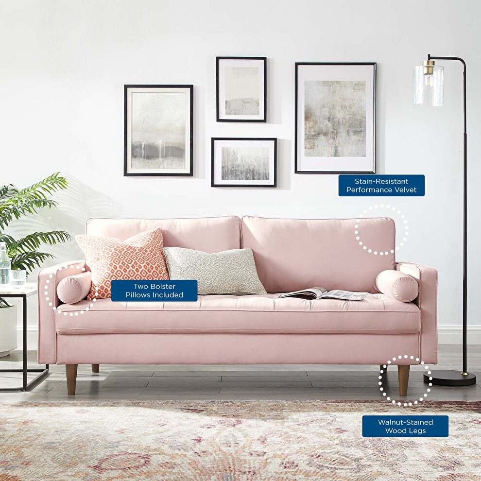 Performance velvet sofa in pink by Modway additional picture 10