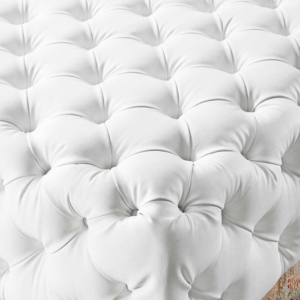 Tufted button large square faux leather ottoman in white by Modway additional picture 2