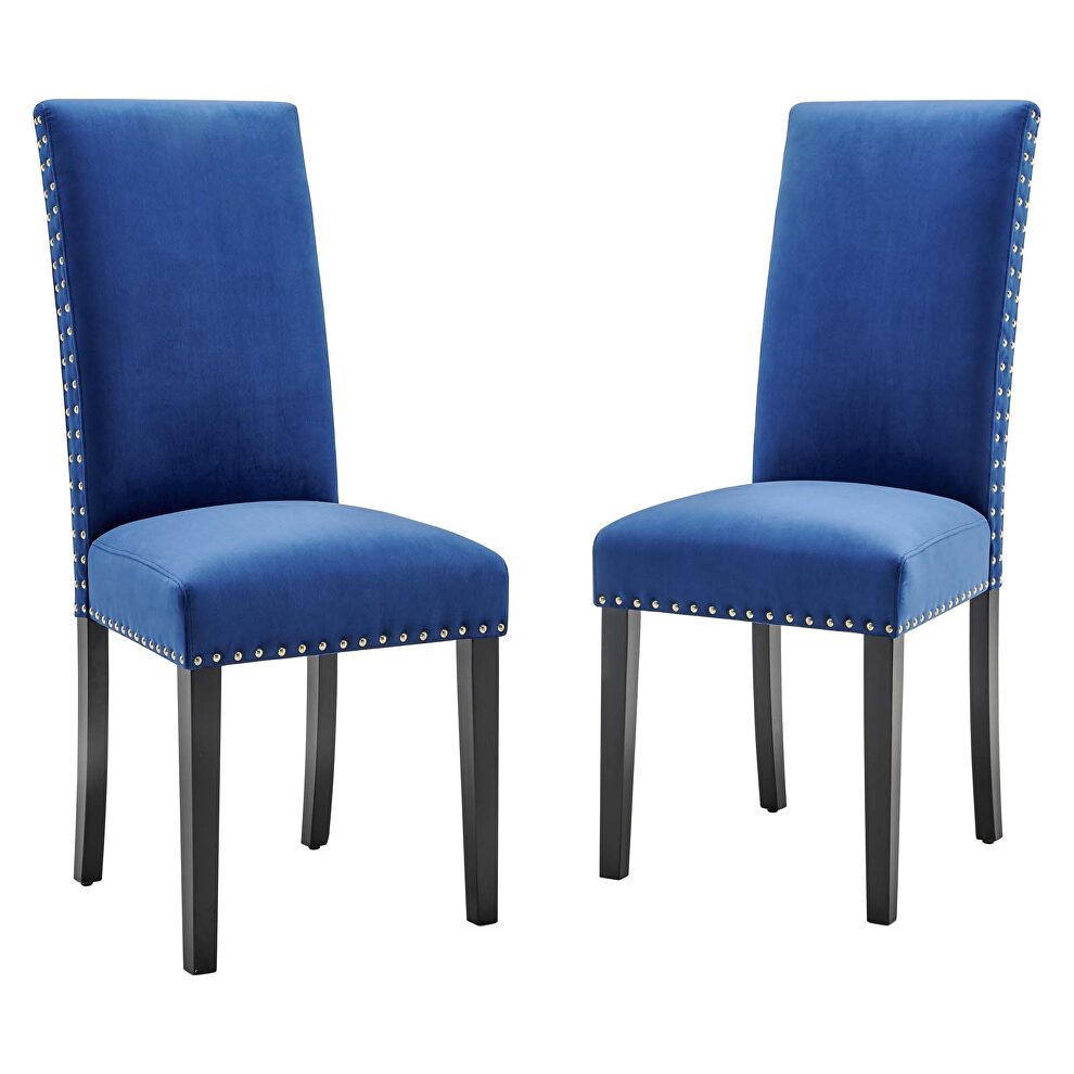 Performance velvet dining side chairs - set of 2 in navy by Modway additional picture 5