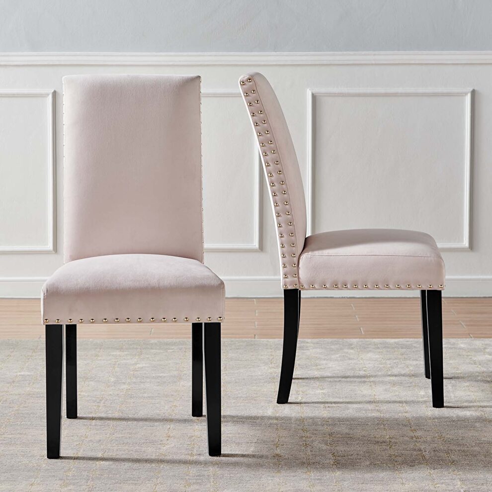 Performance velvet dining side chairs - set of 2 in pink by Modway additional picture 3