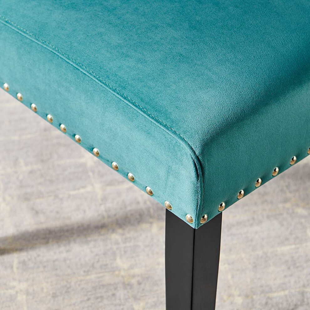 Performance velvet dining side chairs - set of 2 in teal by Modway additional picture 4
