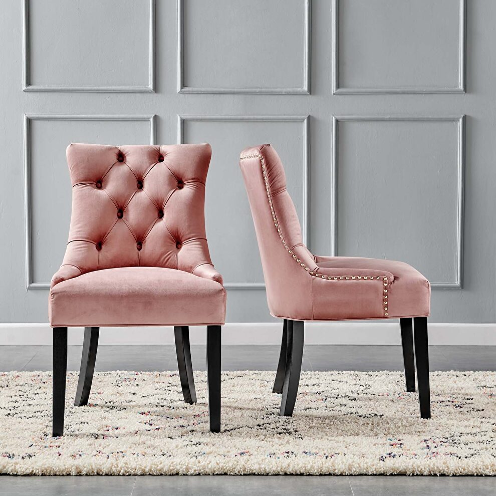 Tufted performance velvet dining side chairs - set of 2 in dusty rose by Modway additional picture 3