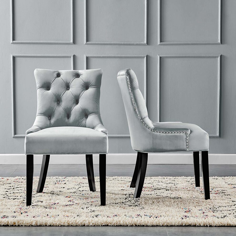 Tufted performance velvet dining side chairs - set of 2 in light gray by Modway additional picture 3